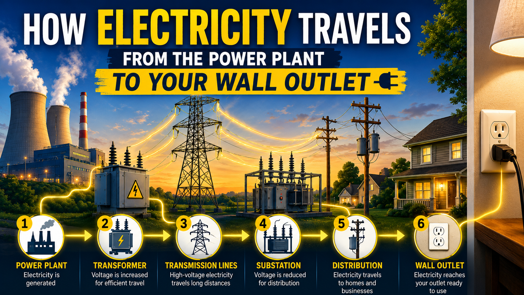 How Electricity Travels from the Power Plant to Your Wall Outlet